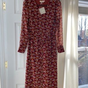 NWT! Boden midi dress with sheer sleeves
